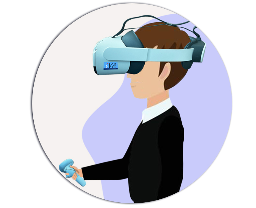 Patient comfortably wearing the iVA+ headset